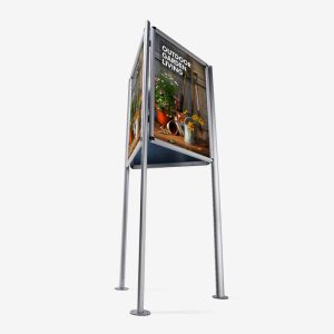 Tresidig plakatstativ fra Display.no
