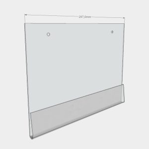 Veggbrakett i transparent akryl for A3 plakatlomme fra Nordic Display.