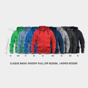 Clique Basic Hoody Full Zip hettegenser for profilering.