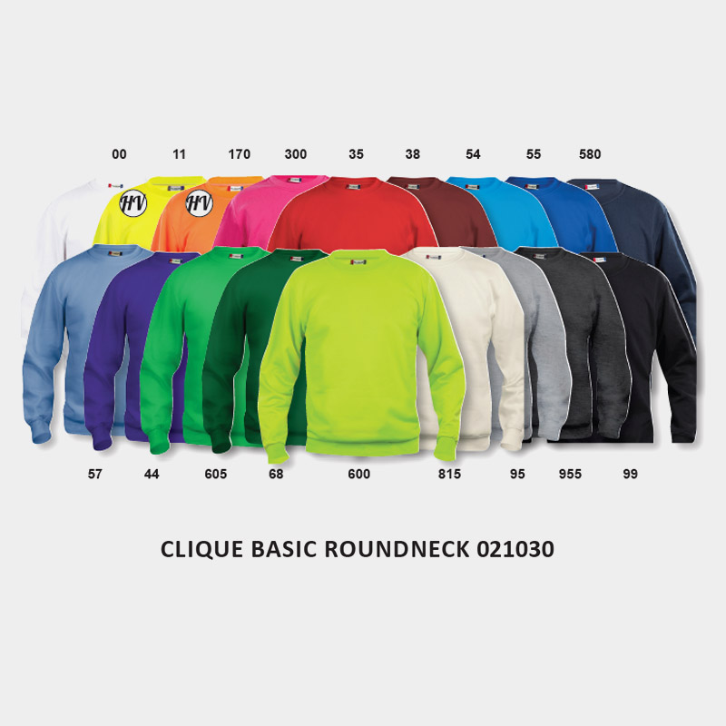 Clique basic roundneck genser for profilering.