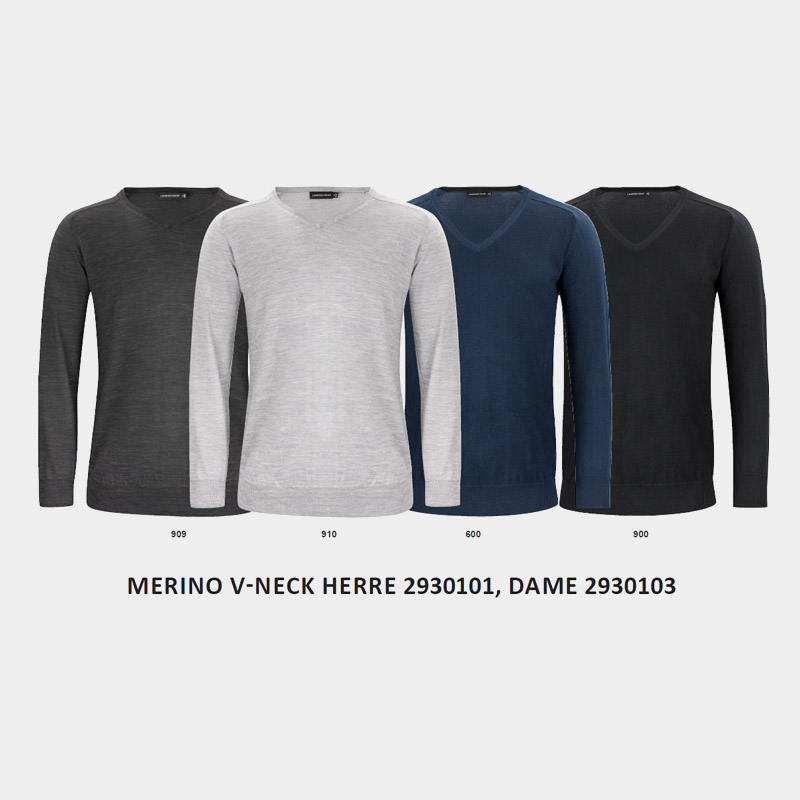 Merino V-neck ullgenser for profilering.