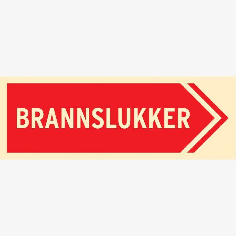 Brannskilt Brannslukker til høyre