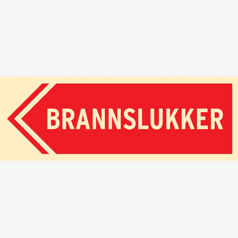 Brannskilt Brannslukker til venstre