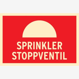Brannskilt Sprinkler stoppventil