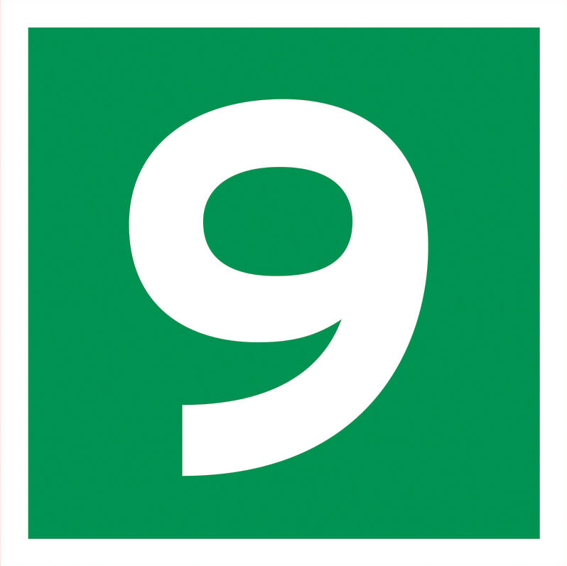 Rømningskilt Etasje 9