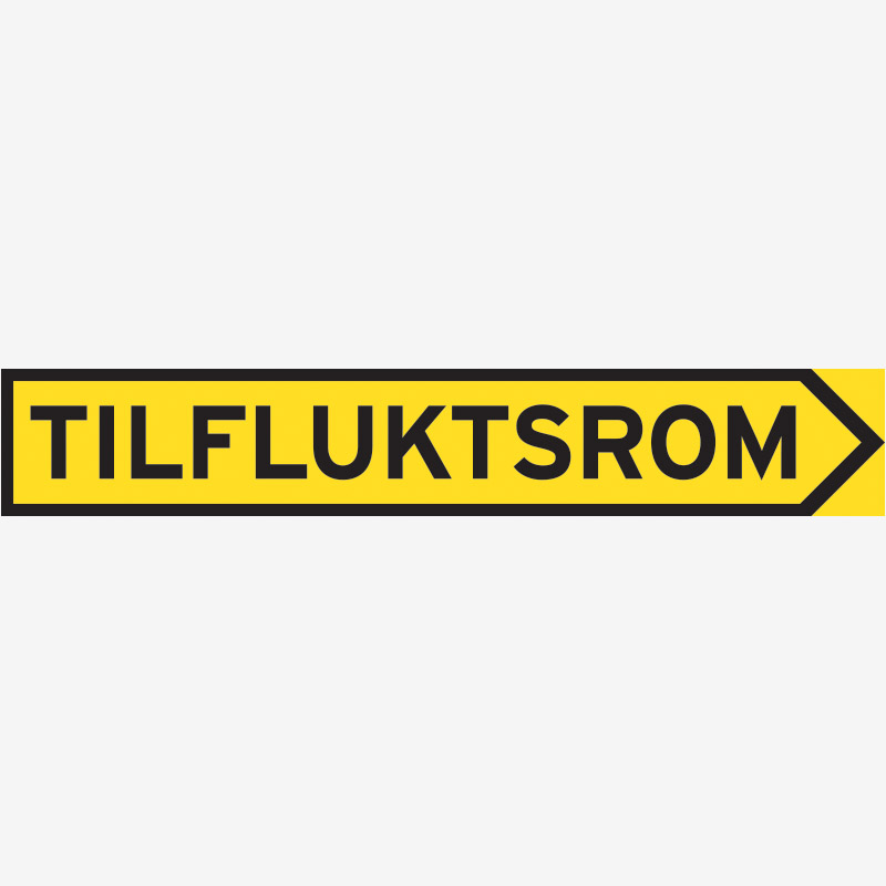 Rømningskilt Tilfluktsrom pil høyre