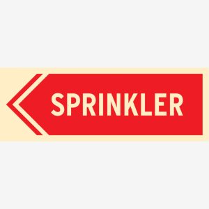 Brannskilt Sprinkler til venstre
