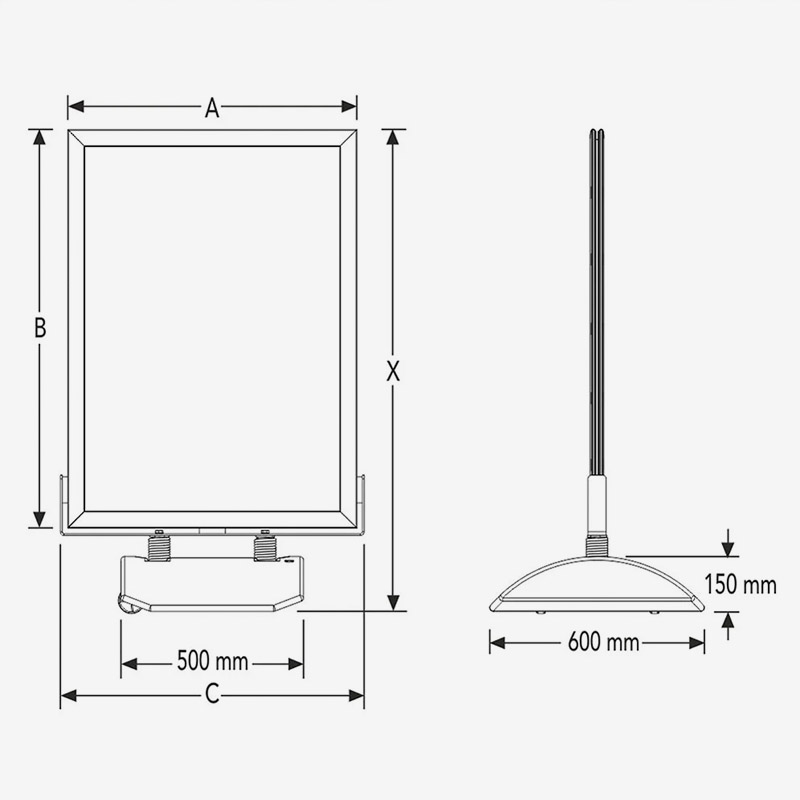 Master Wind gatebukk 70x100 cm med sand-/vanntank, hjul og klikkramme.