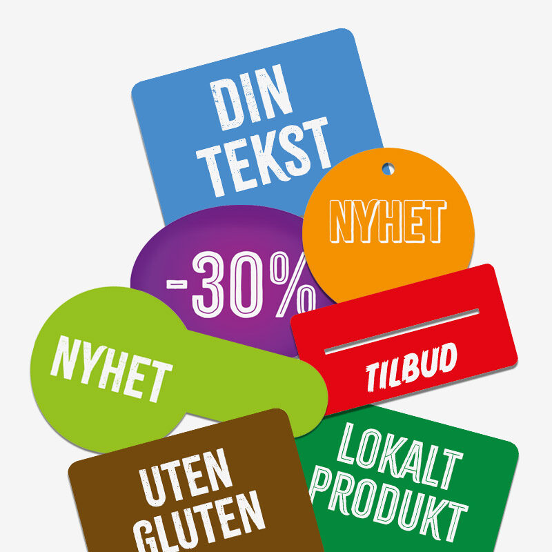 Nordic Display produserer hyllemarkører på bestilling.