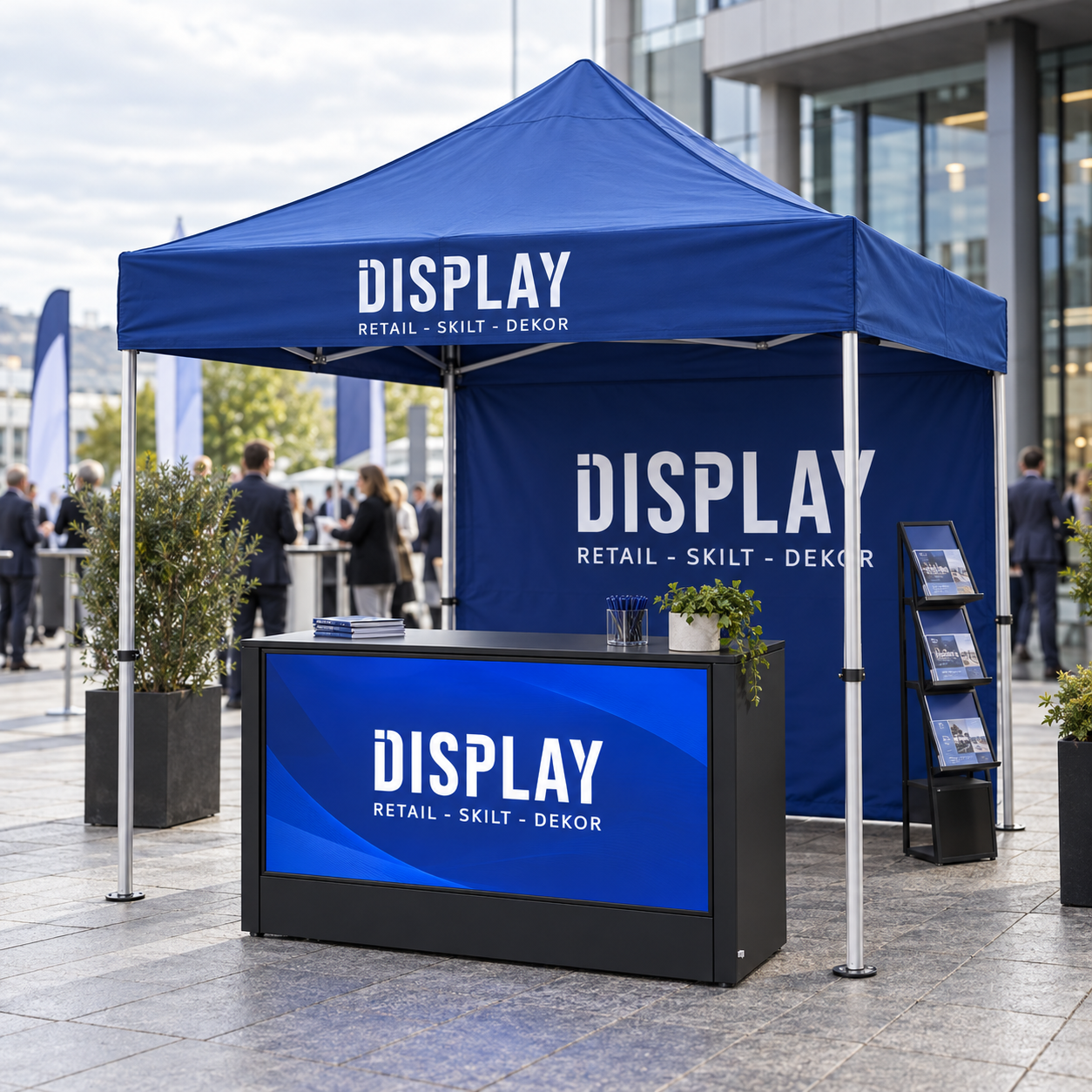 Messetelt og digital disk med Nordic Display-profil